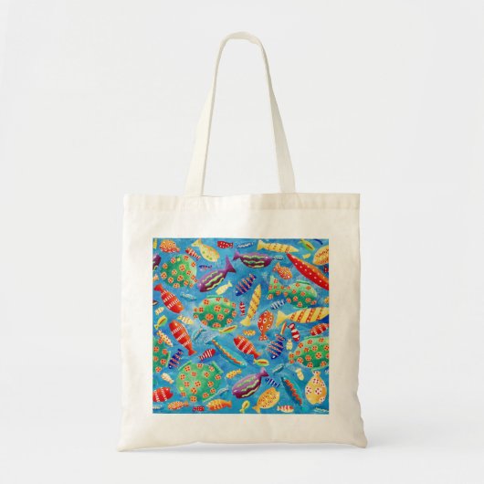 カラフルな熱帯魚アクリル画 トートバッグ (正面)