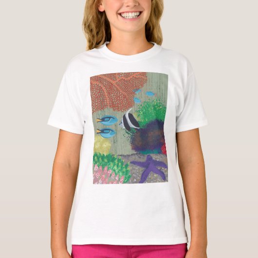 カラフルな熱帯魚ペイントTシャツ Tシャツ (正面)