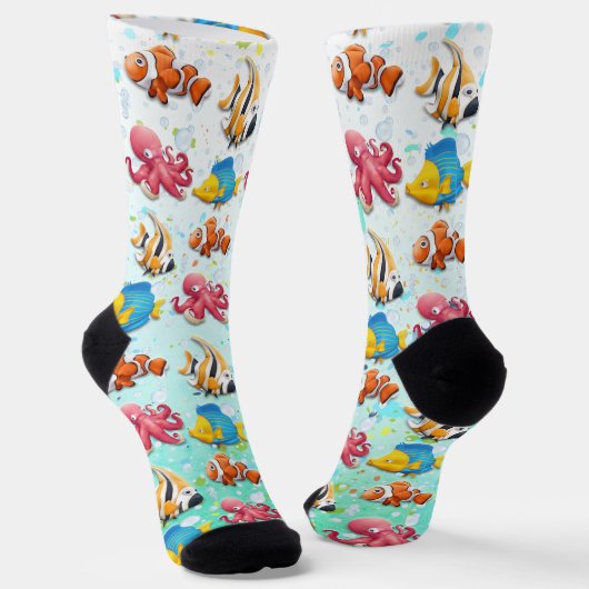 カラフルな熱帯魚 ソックス (傾斜あり)