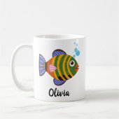 カラフルな熱帯魚 モダン コーヒーマグカップ (左)