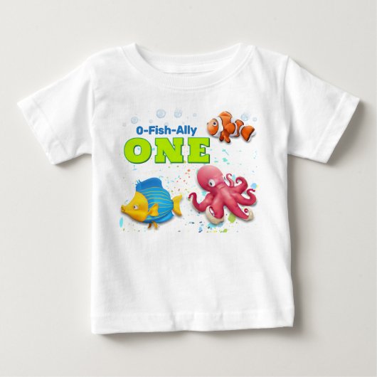 カラフルな熱帯魚 子供の1歳の誕生日 ベビーTシャツ (正面)