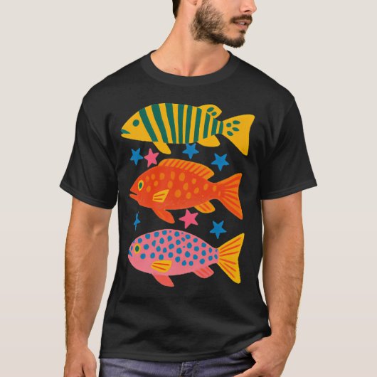 カラフルな熱帯魚 Tシャツ (正面)