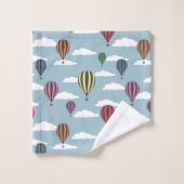 カラフルな熱気の気球 バスタオルセット (ウォッシュタオル)