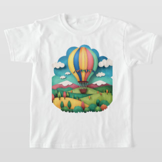 カラフルな熱気球の風景グラフィックTシャツ Tシャツ