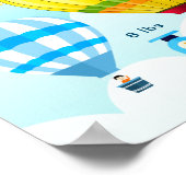 カラフルな熱気球 赤ちゃん誕生記念ステッカー ポスター (角)