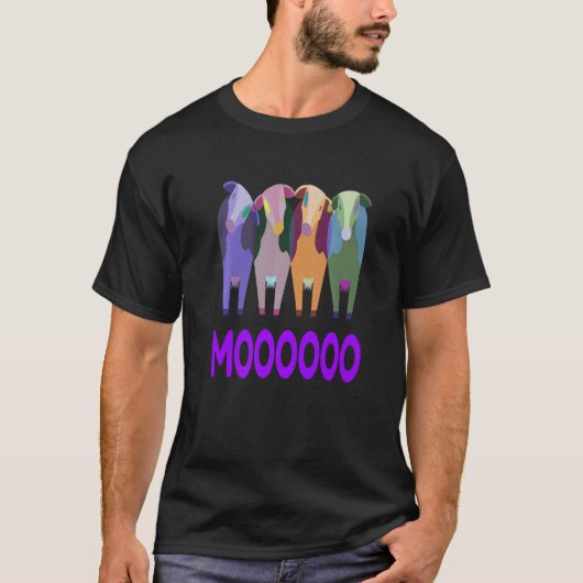 カラフルな牛がモ~っと鳴くプレミアム Tシャツ (正面)