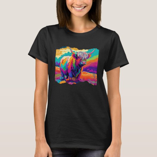 カラフルな牛のイラスト 1 Tシャツ (正面)