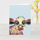 カラフルな牛挨拶状 カード (黄色い花)