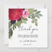 カラフルな牡丹の花のブライダルシャワーのお礼 サンキューカード (正面)