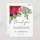 カラフルな牡丹の花のブライダルシャワーのお礼 ポストカード (正面/裏面)