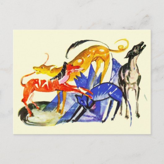 カラフルな犬たち ポストカード (正面)