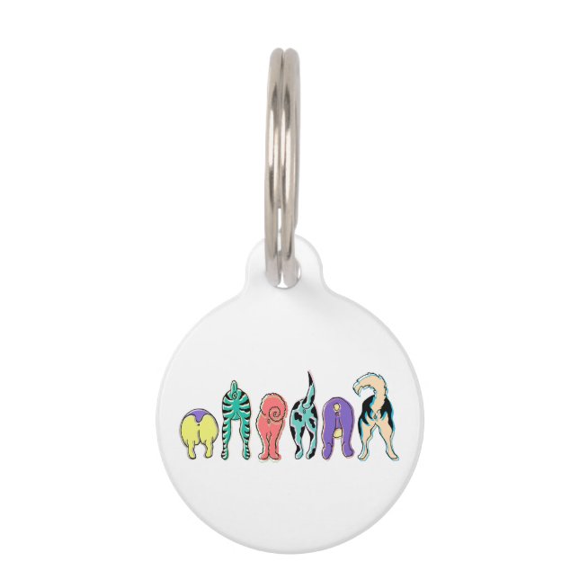 カラフルな犬のお尻 ペット　ネームタグ (正面)