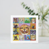 カラフルな犬のアート現代の絵画楽しいカード 招待状 (スタンド正面)