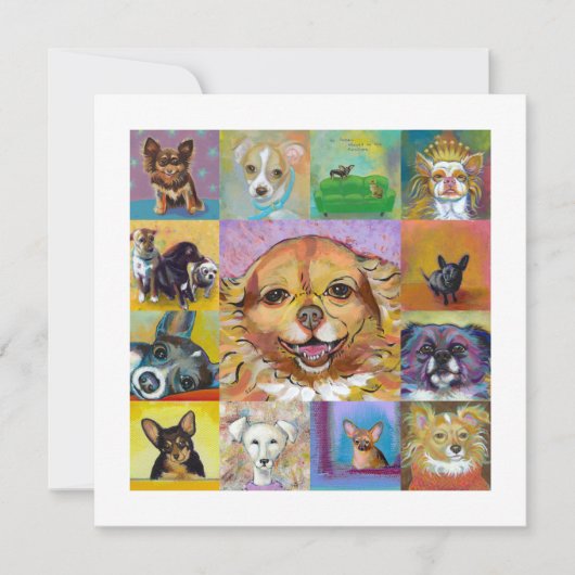 カラフルな犬のアート現代の絵画楽しいカード 招待状 (正面)