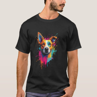 カラフルな犬のアート Tシャツ