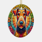 カラフルな犬のイラスト セラミックオーナメント (右)