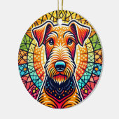 カラフルな犬のイラスト セラミックオーナメント (左)