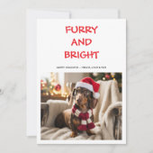 カラフルな犬のクリスマスカード Furry & Bright シーズンカード (正面)