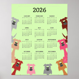 カラフルな犬のデザイン 2026年カレンダーポスター ポスター