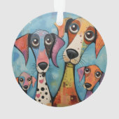 カラフルな犬の抽象芸術 カートゥーン風 オーナメント (裏面)