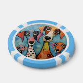 カラフルな犬の抽象芸術 カートゥーン風 ポーカーチップ (シングル)