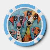 カラフルな犬の抽象芸術 カートゥーン風 ポーカーチップ (裏面)