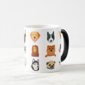 カラフルな犬の種類の模様の可愛いマグカップ モーフィングマグカップ (正面右)