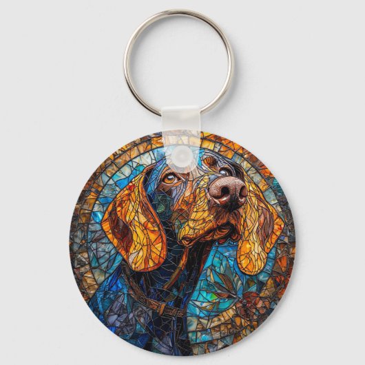 カラフルな犬の肖像画 おしゃれな犬好き キーホルダー (正面)