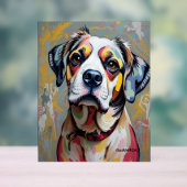 カラフルな犬の肖像画 - ビブラントな抽象ペットアート アクリルサイン (ニュートラル)