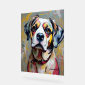カラフルな犬の肖像画 - ビブラントな抽象ペットアート アクリルサイン (傾斜)