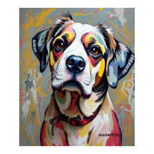 カラフルな犬の肖像画 - ビブラントな抽象的なペットアート