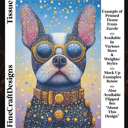 カラフルな犬の肖像画、点描デクパージュ DN5R 薄葉紙