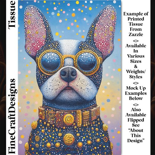 カラフルな犬の肖像画、点描デコパージュ DN5L 薄葉紙