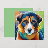 カラフルな犬の顔のアップ 招待状 (正面/裏面)