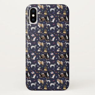 カラフルな犬パターン iPhone X ケース