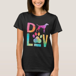 カラフルな犬愛パウウォーターカラーアート Tシャツ