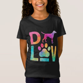 カラフルな犬愛パウウォーターカラーアート Tシャツ