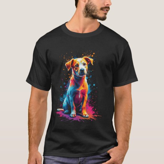 カラフルな犬 Tシャツ (正面)