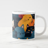 カラフルな猫が寝ている ジャンボコーヒーマグカップ (右)