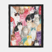 カラフルな猫たち フリースブランケット (正面)
