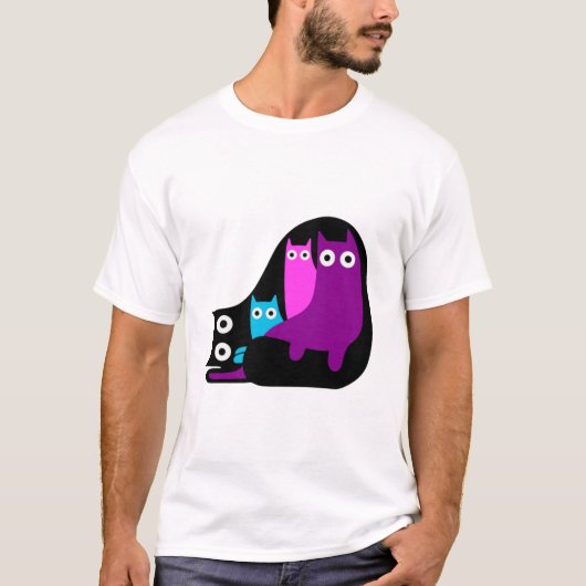 カラフルな猫たち Tシャツ (正面)