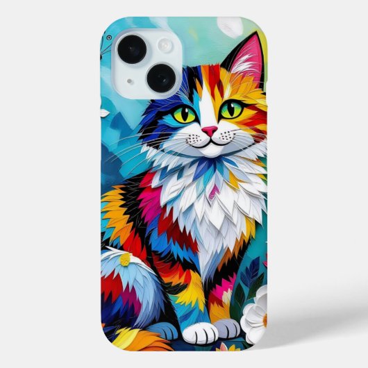 カラフルな猫と蝶々 Case-Mate iPhoneケース (裏面)