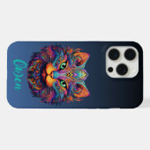 カラフルな猫のカスタムネーム iPhoneケース (裏面横)