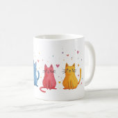 カラフルな猫のキャラクター コーヒーマグカップ (正面右)