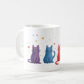 カラフルな猫のキャラクター コーヒーマグカップ (正面左)