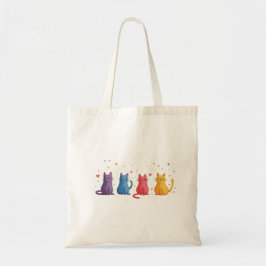 カラフルな猫のキャラクター トートバッグ