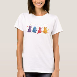 カラフルな猫のキャラクター Tシャツ