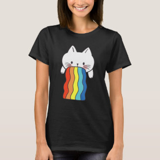 カラフルな猫のゲロ レインボー 猫の吐瀉物 Tシャツ