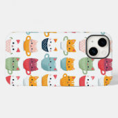 カラフルな猫のティーカップのパターン Case-Mate iPhoneケース (裏面 (横))