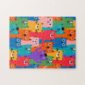 カラフルな猫のパターン ジグソーパズル (横)